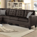 Dark Brown Reversible 4 Piece Sectional Sofa Tufted Detail Textured Fabric Upholstered Solid Wood Contemporary Living Room Furniture L Shape Sofa Couch Chocolate Polyester Wood Primary Living Space Pillow Back Contemporary L Shaped Solid Wood