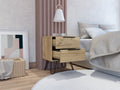 Nuvo 2 Nightstand,Two Drawers, Hairpin Legs Light Oak Pine Engineered Wood