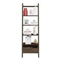 Hamburg Ladder Bookcase, Five Open Shelves, One Drawer 3 4 Shelves Brown Brown Office Open Storage Space American Design,Modern Pine Pine Engineered Wood