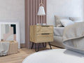 Nuvo 2 Nightstand,Two Drawers, Hairpin Legs Light Oak Pine Engineered Wood