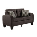 Chocolate Brown Contemporary Loveseat 1Pc Tufted Detail Textured Fabric Upholstered 2 Pillows Solid Wood Living Room Furniture Chocolate Wood Primary Living Space Contemporary Solid Wood