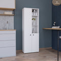 Konik 67 Inch High Storage Cabinet Kitchen Pantry With Three Doors And Three Exterior Shelves White Kitchen Modern Mdf Shelves Included Engineered Wood