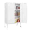 Suitable For Steel Storage Cabinets In Living Rooms, Kitchens, And Bedrooms, 2 Door Miscellaneous Storage Cabinet, Garage Tool Storage Cabinet, And Office File Cabinet 2 Movable Partitions 3 4 Shelves White Modern Metal