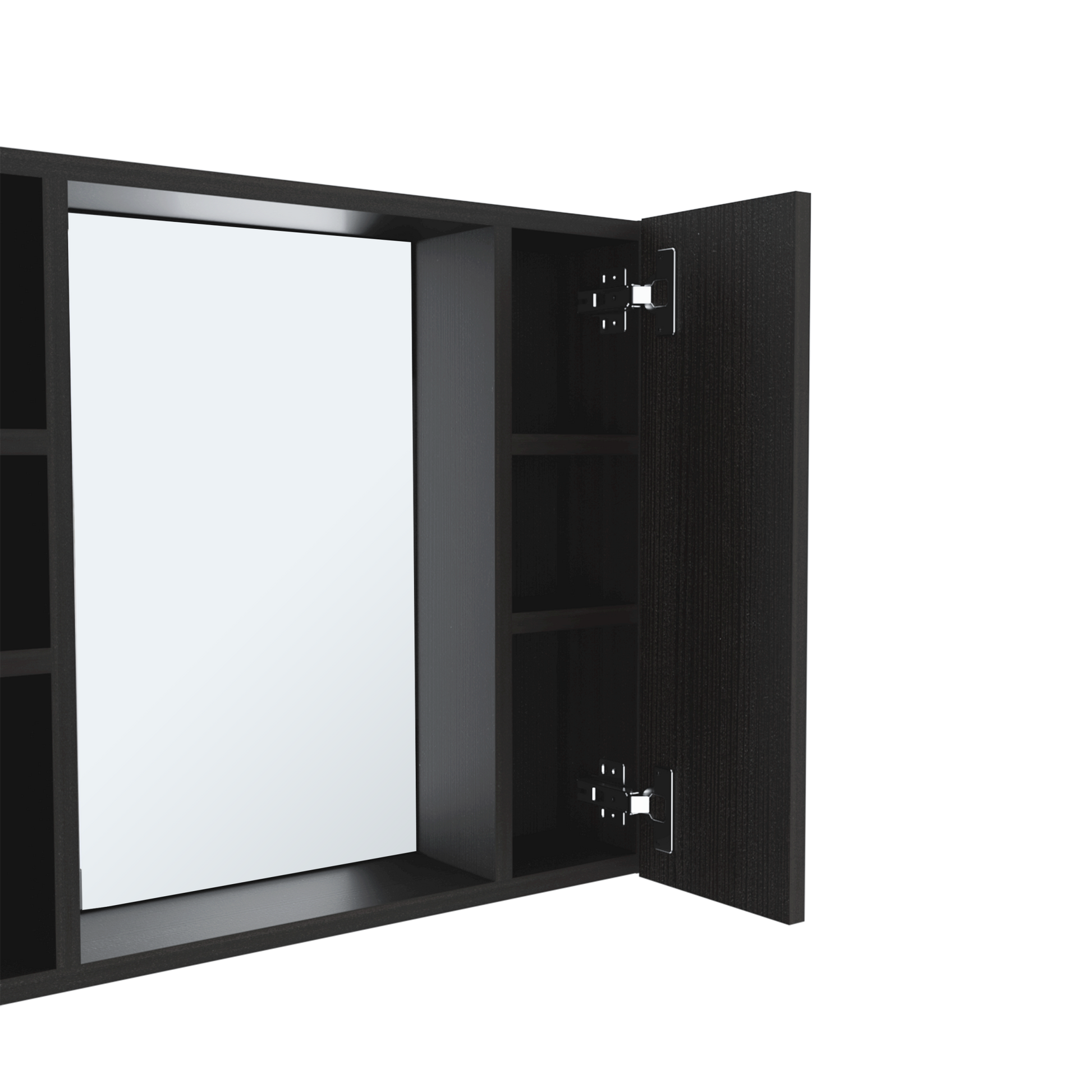 Medicine Double Door Cabinet 19" H, One External Shelf, Black Black Particle Board Particle Board