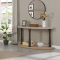 60 Inch Long Semi Circle Demilune Sofa Table For Small Hallway Entryway Space, Wooden Half Moon Sturdy Console Tables, Grey&Natural Colour Light Grey Natural Primary Living Space Antique,Mid Century Modern,Modern Semicircular Console Tables Solid Wood
