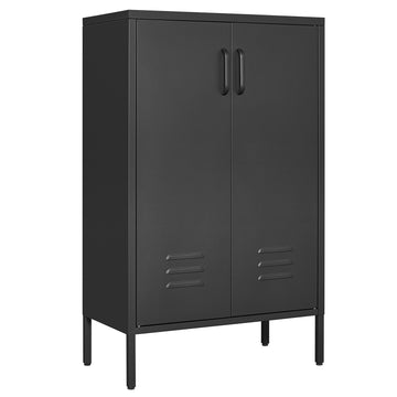 Suitable For Steel Storage Cabinets In Living Rooms, Kitchens, And Bedrooms, 2 Door Miscellaneous Storage Cabinet, Garage Tool Storage Cabinet, And Office File Cabinet 2 Movable Partitions 3 4 Shelves Black Bedroom Metal