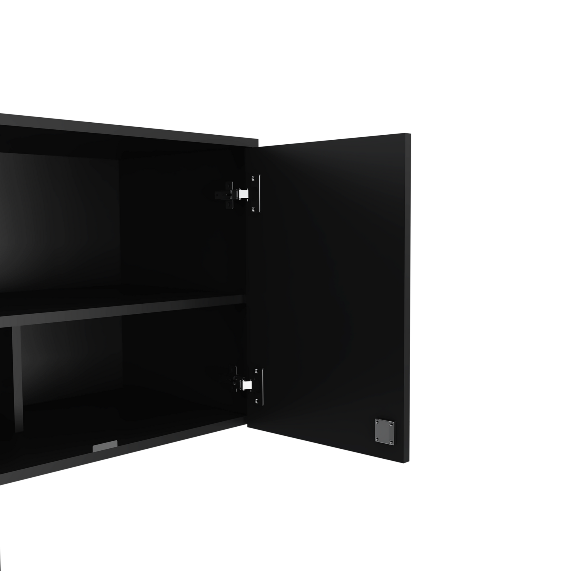 Wall Storage Cabinet 20" H, Two Doors, Three Internal Shelves, Black Black Particle Board Particle Board