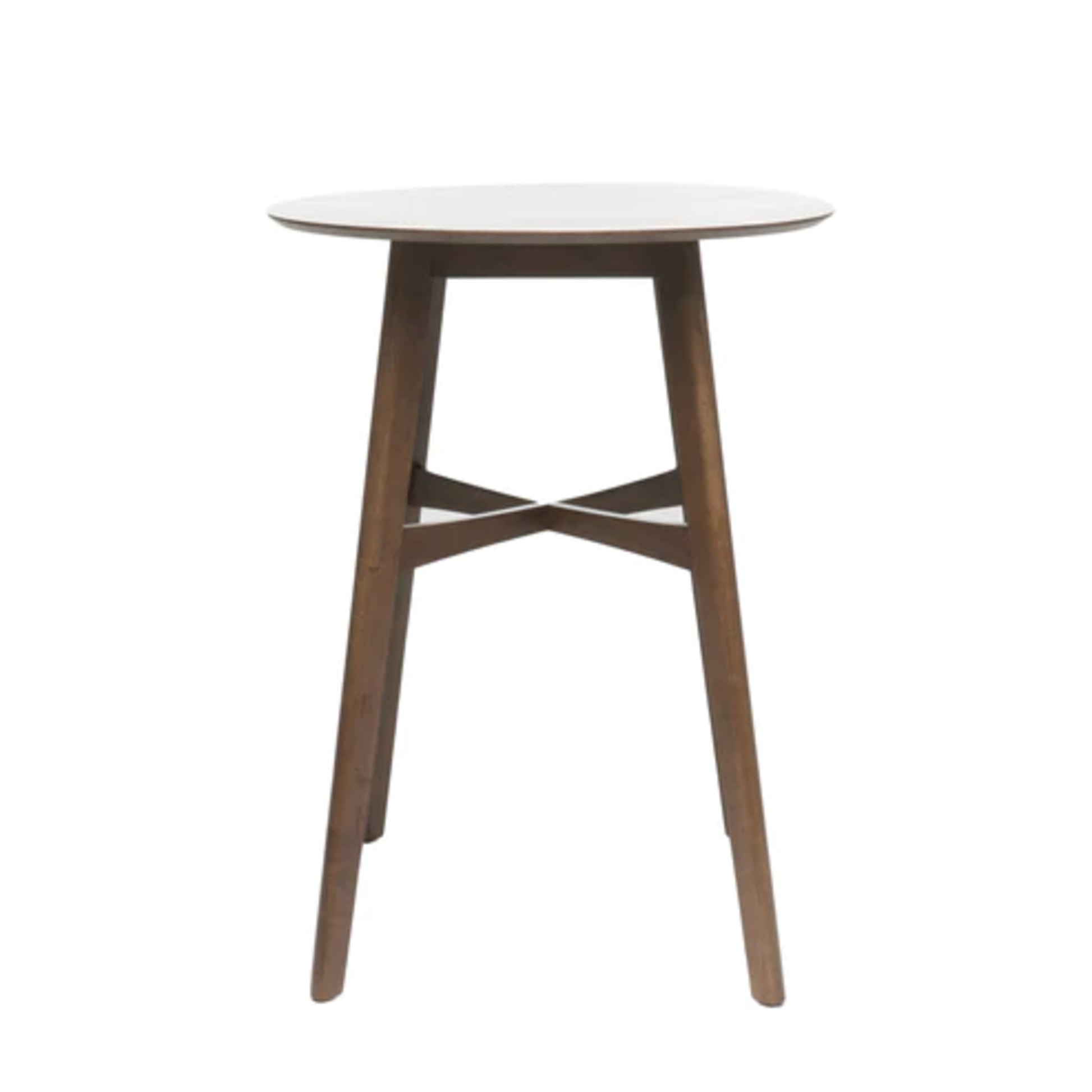 Mid Century Modern Circular Wood Bar Table With Tapered Legs, 31.50"L X 31.50"W X 42.00"H, Natural Walnut Natural Walnut Solid Wood Mdf