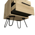 Nuvo 2 Nightstand,Two Drawers, Hairpin Legs Light Oak Pine Engineered Wood