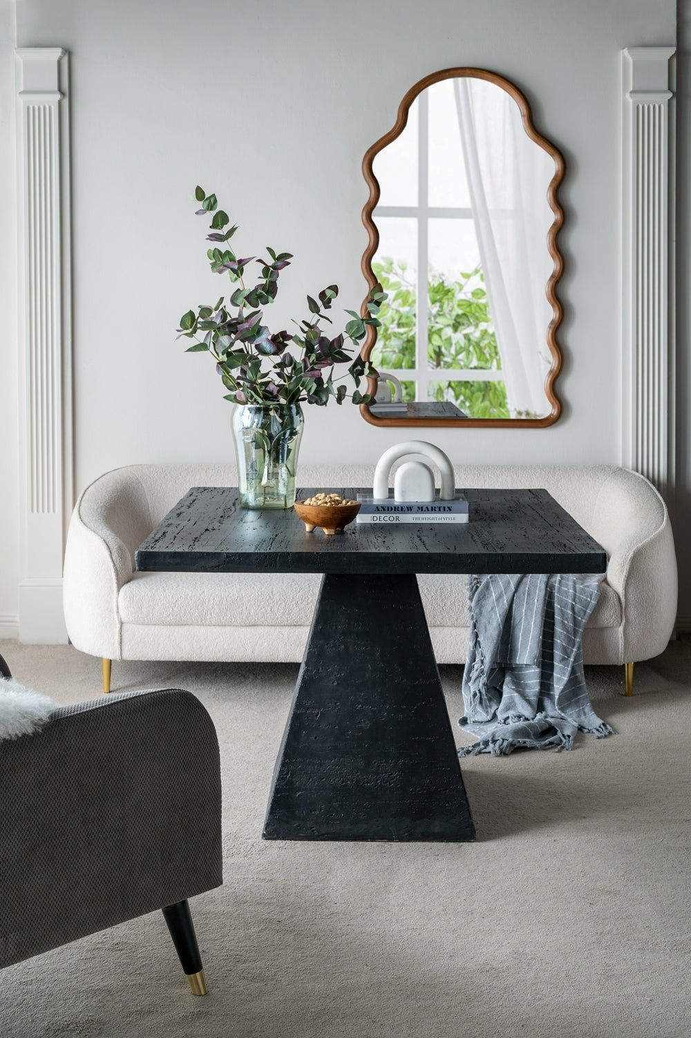 40X40X29.5" Black Square Dining Table With Pedestal Base Black Primary Living Space Contemporary,Industrial,Minimalist,Modern,Ultra Modern Magnesium Oxide