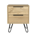 Nuvo 2 Nightstand,Two Drawers, Hairpin Legs Light Oak Pine Engineered Wood