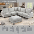 Modular Sofa, Sectional Couch U Shaped Sofa Couch With Ottoman, 6 Seat Chenille Corner Sofa For Living Room, Light Gray Light Gray Chenille Cushion Back Foam Plywood 6 Seat