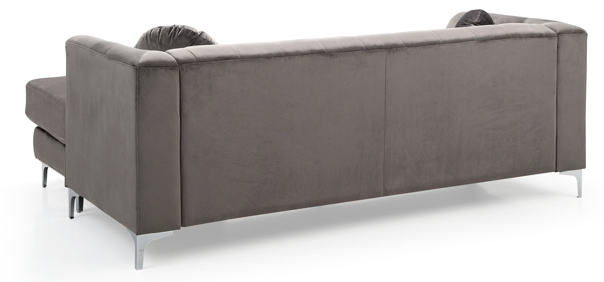 Pompano G782B Sc Sofa Chaise 3 Boxes Dark Gray Dark Gray Velvet Wood Primary Living Space Medium Firm Tufted Back Mid Century Modern L Shaped Foam Velvet 4 Seat