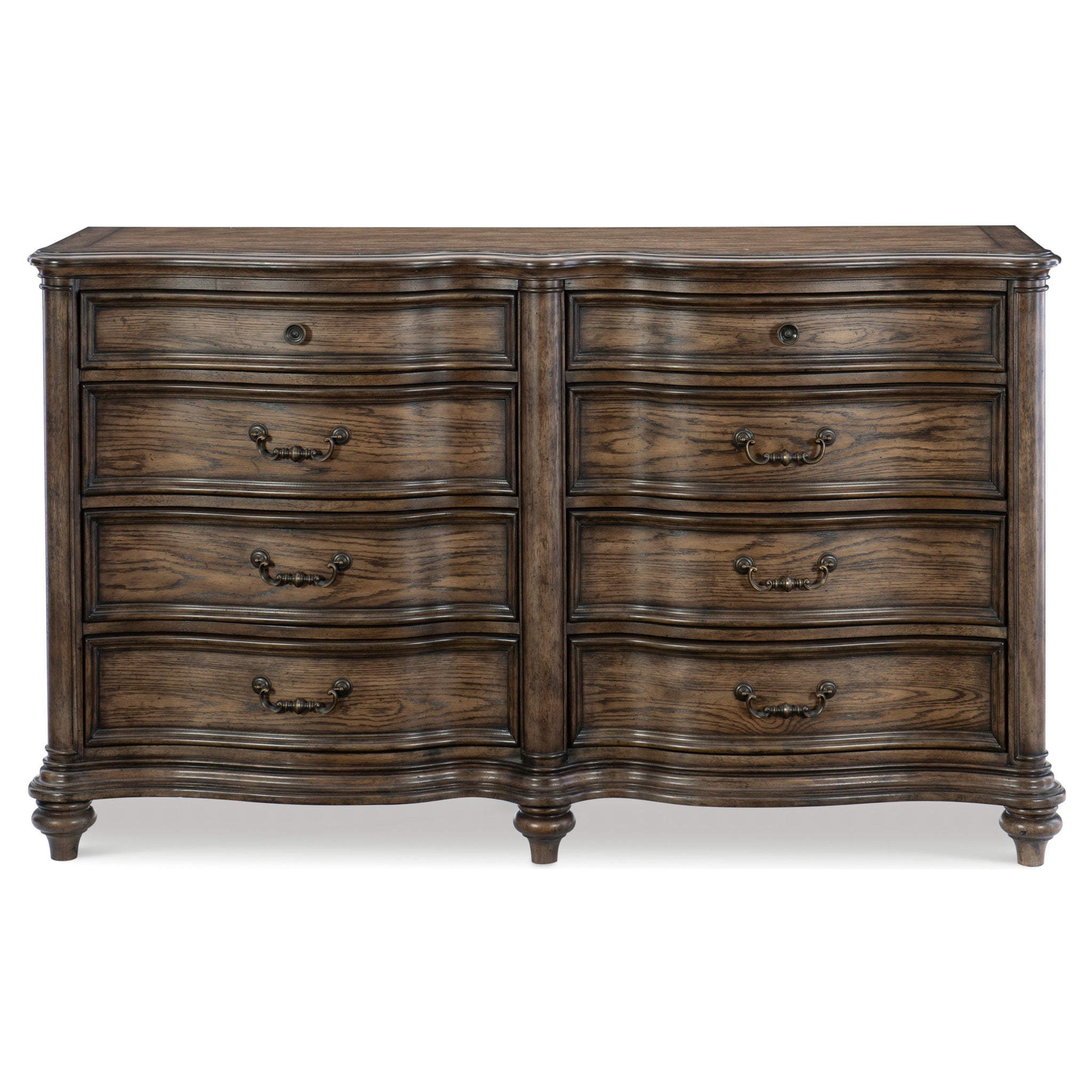 Traditional Dresser Of 8 Drawers Classic Brown Oak Finish 1Pc Wooden Formal Bedroom Furniture Decorative Drawer Pulls Brown Oak Bedroom American Traditional,Traditional Wood