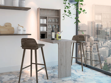 Dalton Foldable Table With Base And Shelves Light Gray Folding Primary Living Space Freestanding Pine Open Storage Kitchen & Dining Tables Pine Engineered Wood