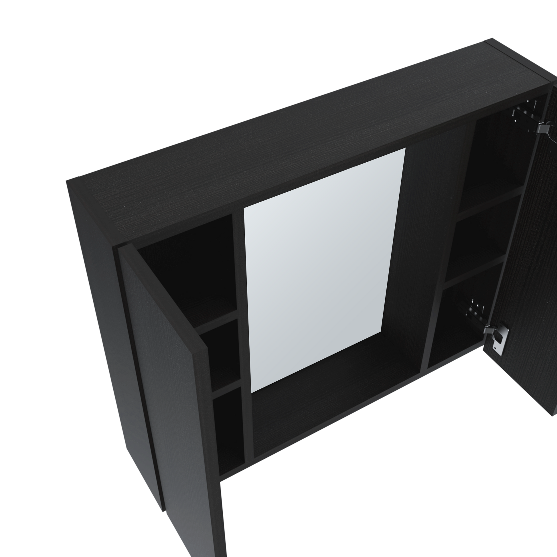 Medicine Double Door Cabinet 19" H, One External Shelf, Black Black Particle Board Particle Board