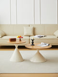 Round Coffee Table White Wood Brown White Mdf Metal