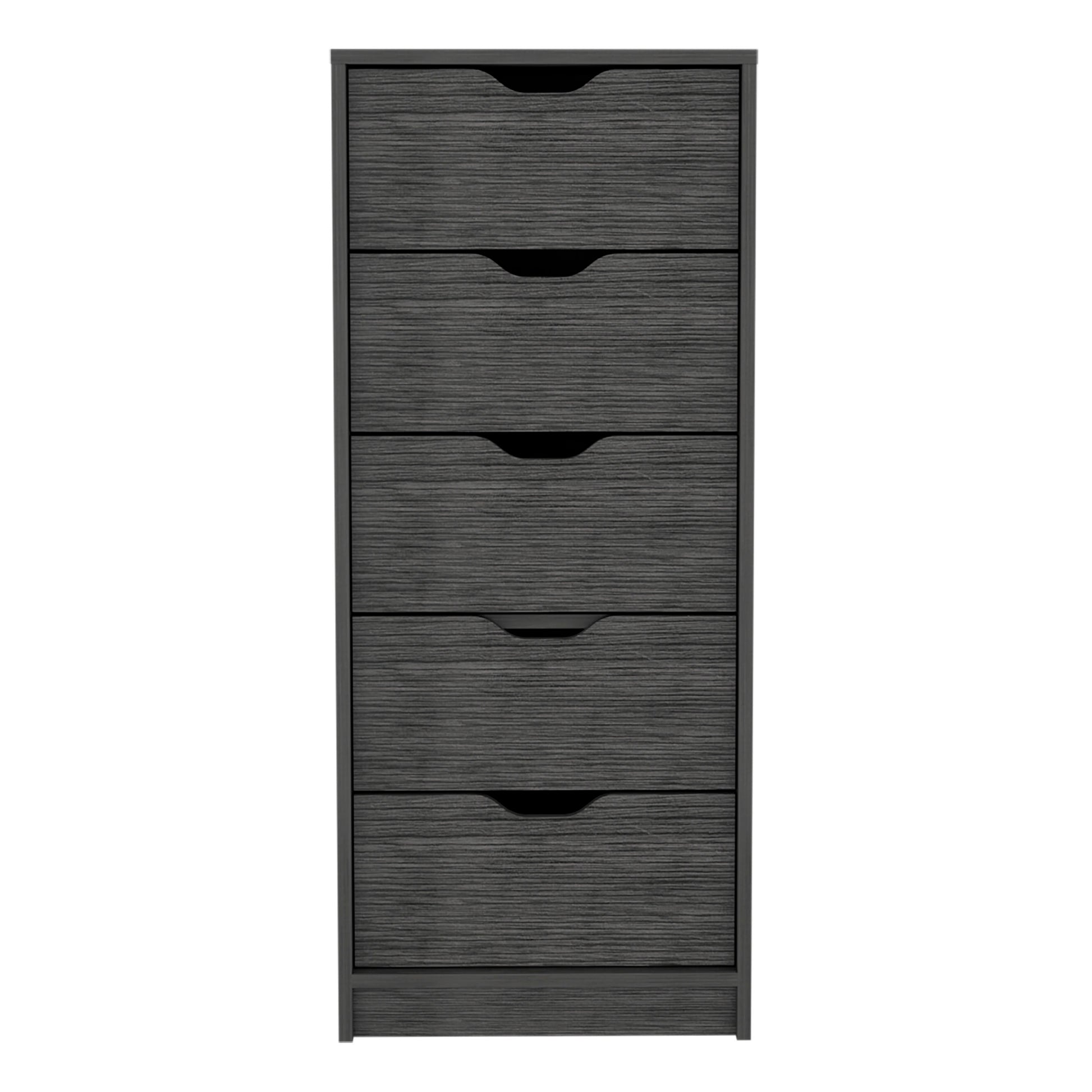 Basilea 5 Drawers Tall Dresser, Pull Out System Brown Bedroom Modern Mdf Engineered Wood