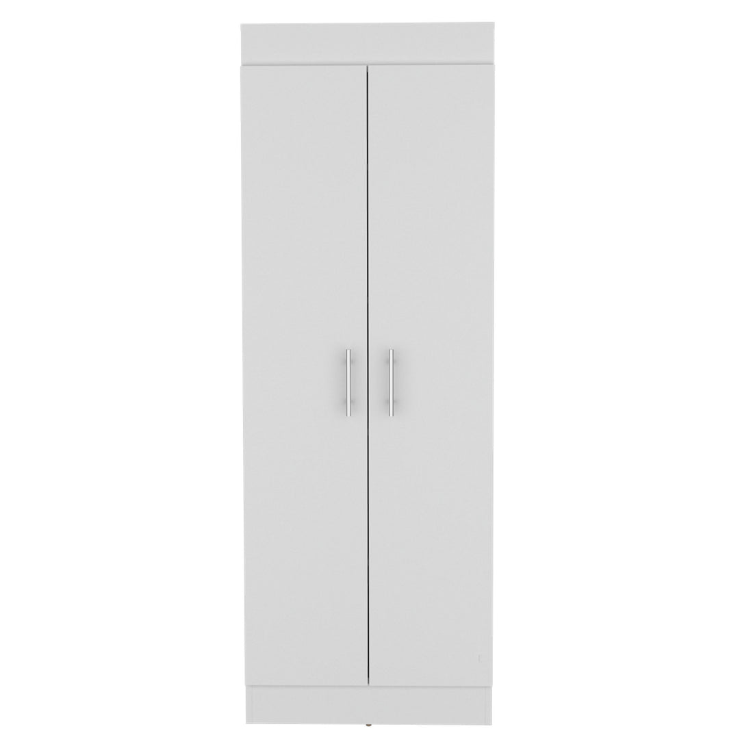 Nepal Pantry Cabinet, Space Efficient 2 Door Design With Multiple Shelves Freestanding White Kitchen Modern Mdf Engineered Wood