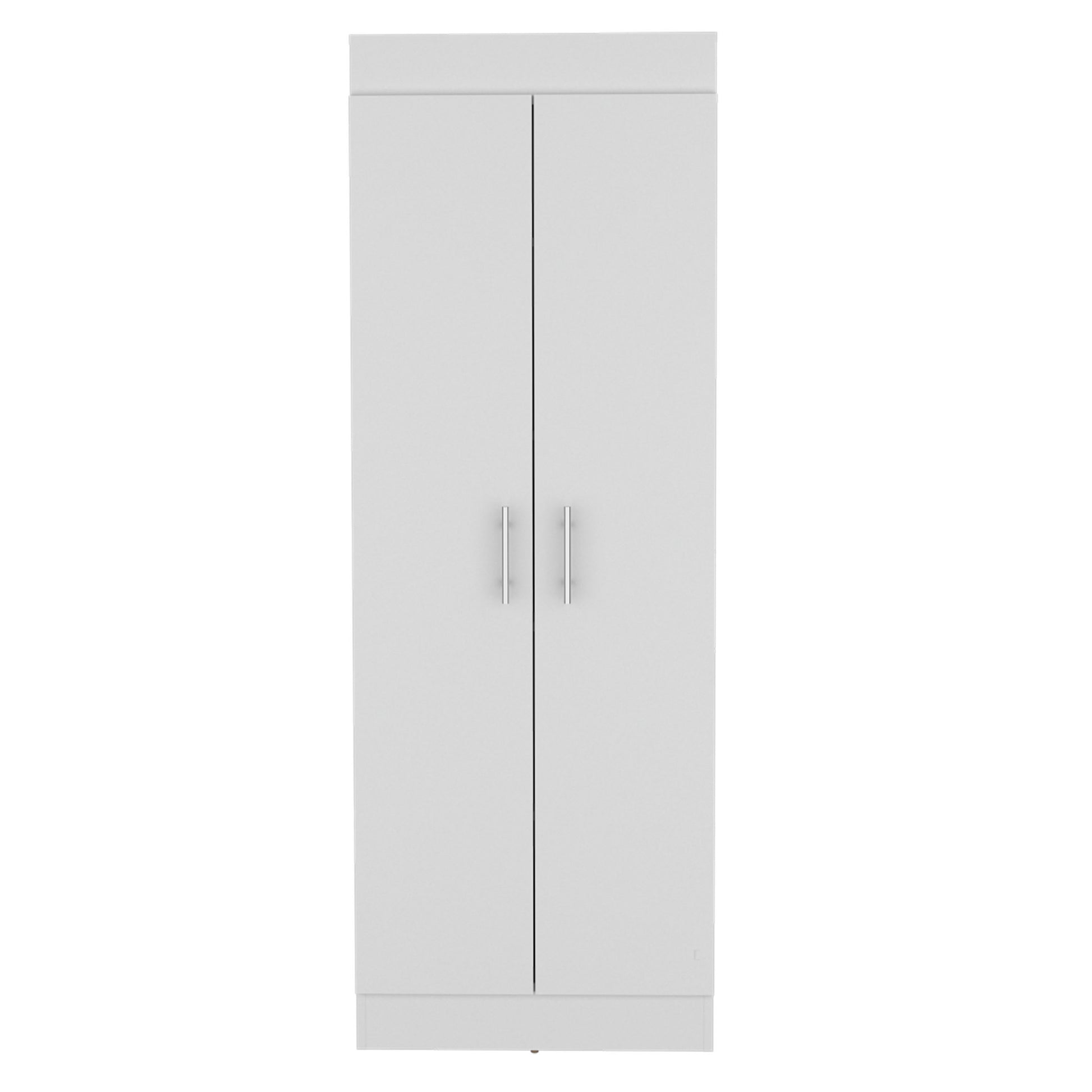 Nepal Pantry Cabinet, Space Efficient 2 Door Design With Multiple Shelves Freestanding White Kitchen Modern Mdf Engineered Wood