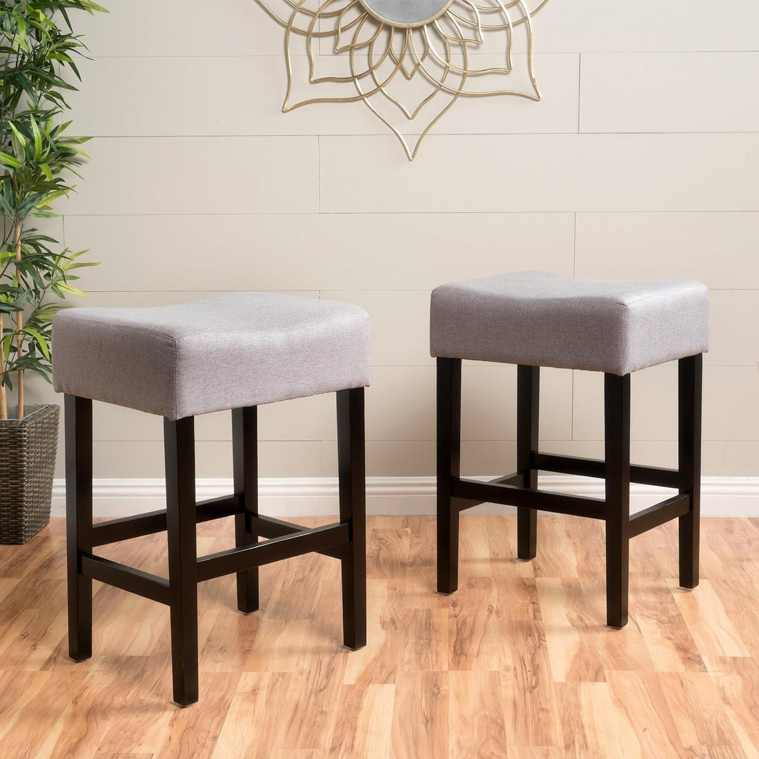 Zuma Kd Backless Counter Stool Grey Wood Waterproof Fabric