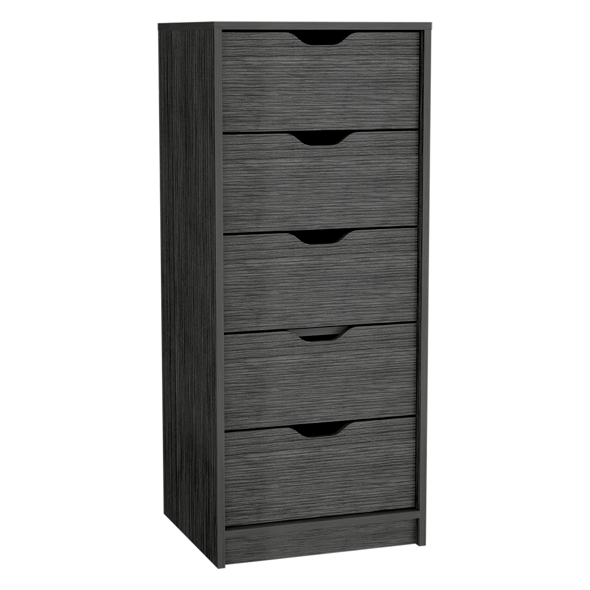 Basilea 5 Drawers Tall Dresser, Pull Out System Brown Bedroom Modern Mdf Engineered Wood