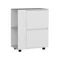 Glasgow Bar Cart Two Pull Down Door Cabinets And Two Open Shelves Freestanding 1 2 Spaces White Primary Living Space Mdf Engineered Wood