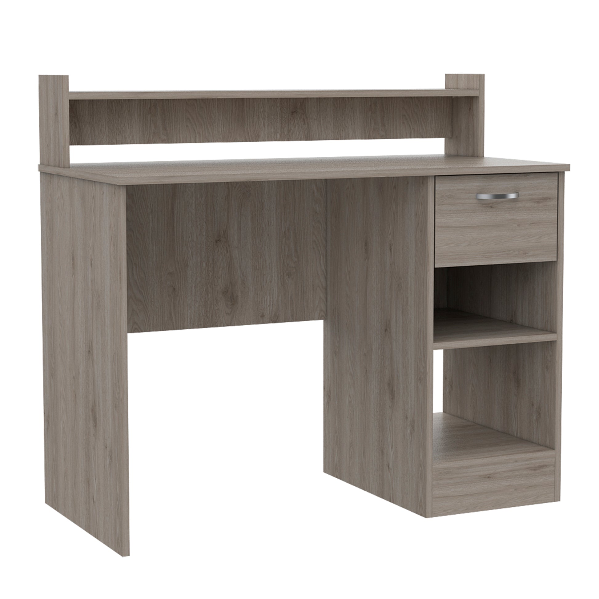 Charlotte Computer Desk With 2 Storage Shelves And Drawer Light Gray Computer Desk Office Modern Freestanding Pine Shelves Desk Rectangular Pine Engineered Wood