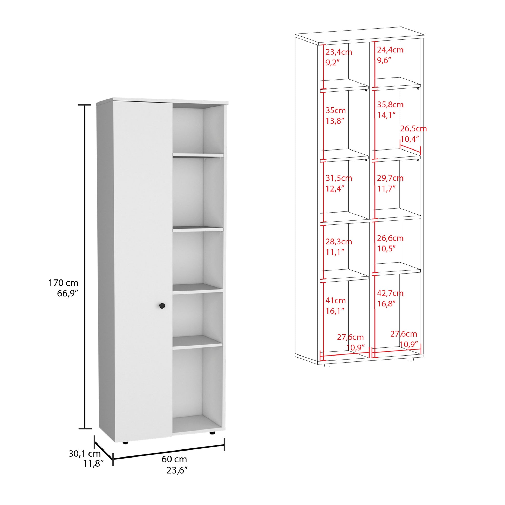 Hoyt Kitchen Pantry Storage Cabinet With And Five Interior And Exterior Shelves Freestanding 1 2 Spaces Natural White Kitchen Shelves Included Modern Mdf Engineered Wood