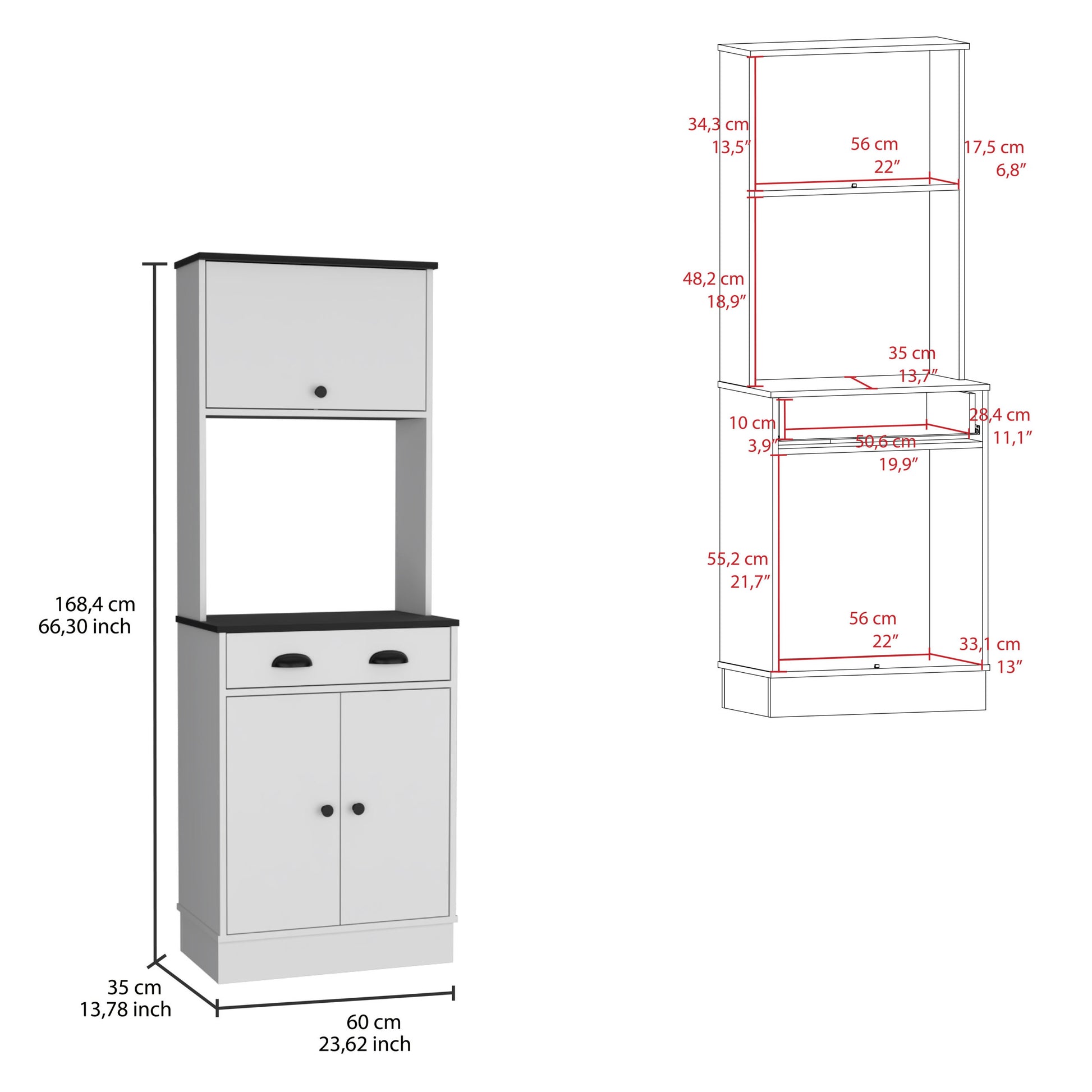 Tampa Kitchen Pantry With Drawer And 2 Cabinets -