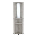 Chicago Corner Bar Cabinet, Rack, Glass Door Grey Dining Room Modern Mdf Shelves Included Engineered Wood