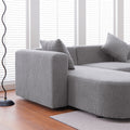 Modern L Shape Boucle Sofa With Curved Seat Facing Left Gray Modern Boucle