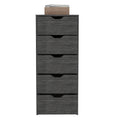 Basilea 5 Drawers Tall Dresser, Pull Out System Brown Bedroom Modern Mdf Engineered Wood