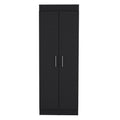 Nepal Pantry Cabinet, Space Efficient 2 Door Design With Multiple Shelves Black Modern Mdf Engineered Wood