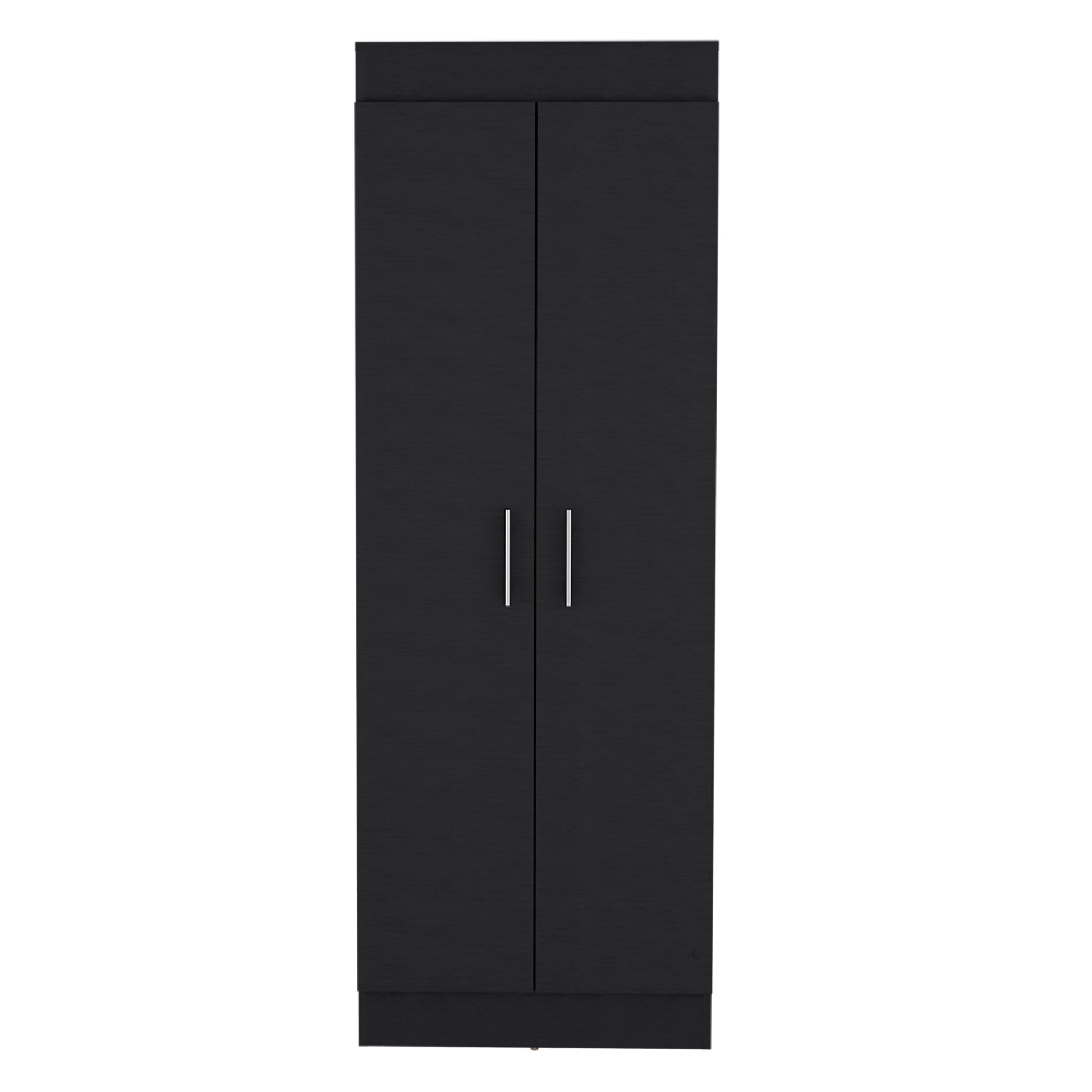 Nepal Pantry Cabinet, Space Efficient 2 Door Design With Multiple Shelves Black Modern Mdf Engineered Wood