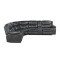 Modern 3 Piece Power Reclining Sectional With Right Side Console Dark Grayfaux Leather Usb Ports Solid Wood Living Room Furniture Dark Gray Faux Leather Wood Primary Living Space Contemporary,Modern Curved Pillow Top Arms Solid Wood 5 Seat