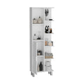 Crovie Linen 63 Inch High Bathroom Cabinet Linen Storage Cabinet With Seven Open Shelves Freestanding 1 2 Spaces Natural White Bathroom Shelves Included Modern Mdf Engineered Wood