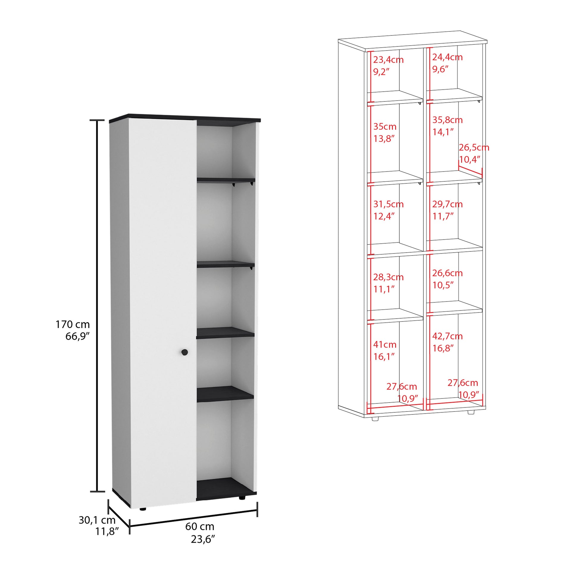 Hoyt Kitchen Pantry Storage Cabinet With And Five Interior And Exterior Shelves Freestanding 1 2 Spaces Natural Multicolor Kitchen Open Storage Space Modern Mdf Engineered Wood