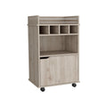 Phoenix Bar Cart With 2 Open Shelves 4 Cubbies And Cabinet Freestanding 1 2 Spaces Beige Primary Living Space Shelves Included Modern Mdf Engineered Wood