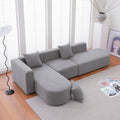 Modern L Shape Boucle Sofa With Curved Seat Facing Left Gray Modern Boucle