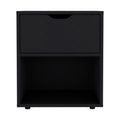 Aberdeeen 19.7 Inch High Nightstand End Table With Open Shelf Black 1 Drawer Bedroom Rectangle Modern Natural Mdf Engineered Wood