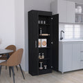 Nepal Pantry Cabinet, Space Efficient 2 Door Design With Multiple Shelves Black Modern Mdf Engineered Wood