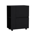 Glasgow Bar Cart Two Pull Down Door Cabinets And Two Open Shelves Freestanding 1 2 Spaces Black Primary Living Space Shelves Included Modern Mdf Engineered Wood