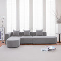 Modern L Shape Boucle Sofa With Curved Seat Facing Left Gray Modern Boucle