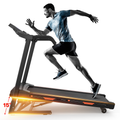 Foldable Treadmill With Incline, Electric Treadmill With Bluetooth Speaker, 3.5Hp Powerful Motor, 330Lbs Weight Capacity, Fitshow App Support Orange Handheld Foldable Office Multifunctional Steel