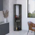 Chicago Corner Bar Cabinet, Rack, Glass Door Brown Primary Living Space Modern Mdf Shelves Included Engineered Wood