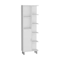 Crovie Linen 63 Inch High Bathroom Cabinet Linen Storage Cabinet With Seven Open Shelves Freestanding 1 2 Spaces Natural White Bathroom Shelves Included Modern Mdf Engineered Wood