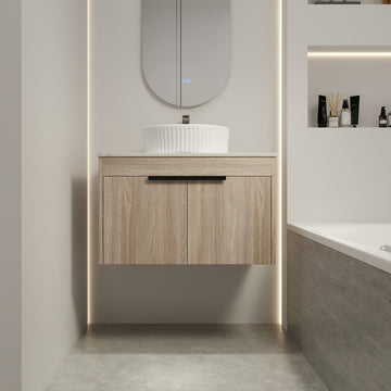 30 " Modern Design Float Bathroom Vanity With Ceramic Basin Set, Wall Mounted White Oak Vanity With Soft Close Door,Kd Packing,Kd Packing,2 Pieces Parcel Top Baa0014012Oo White Oak 2 Bathroom Wall Mounted Modern Plywood