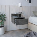 Adele Floating Nightstand With Drawer And Open Storage Shelves Smoke Grey 1 Drawer Bedroom Floating Modern Drawers Mdf Engineered Wood