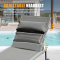 Outdoor Patio Chaise Lounge Set Of 3, Aluminum Pool Lounge Chairs With Side Table And Wheels, Textilene Padded Adjustable Recliner All Weather For Poolside, Beach, Yard, Balcony Gray Grey Aluminum